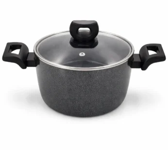 Nora Granite Casserole 24 x 11.7 cm – Premium Nonstick Granite Cooking Pot with Glass Lid